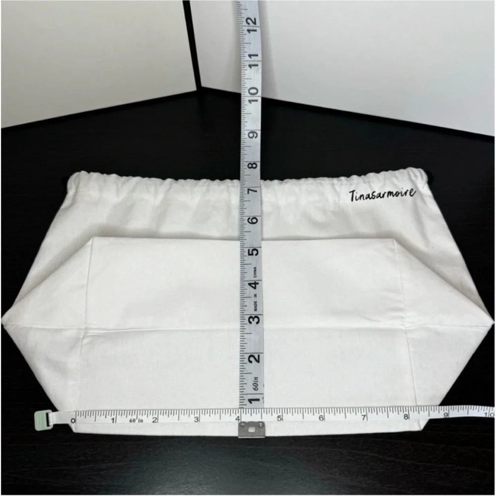 CHANEL White Drawstring Dust Bag with Black Cord